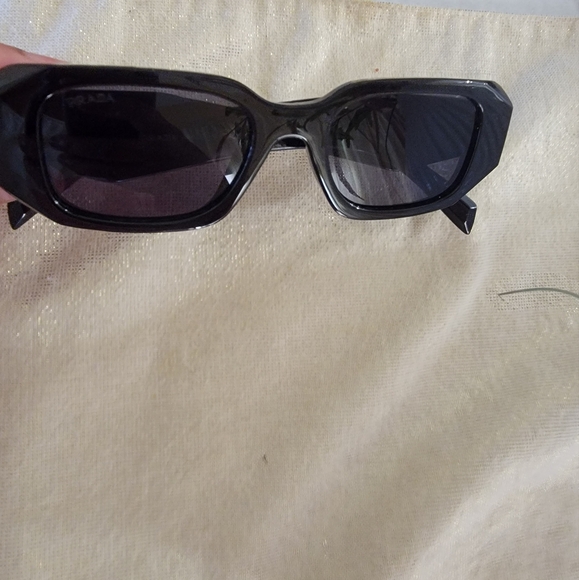 Prada Black Sunglasses Unisex Rectangle - Picture 10 of 11